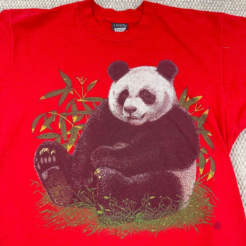 Vintage Nature Shirt Men Large Red Panda Bear Tee Single Stitch 90s Screen Stars - Picture 2 of 11